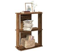 FUDUGEHMIOFWFJJ 3 Shelf Wooden Bookcase 60x30x80 cm Vintage Style for Living Room & Office Storage, Sturdy Multilayer Plywood with Smooth Surface, Books, Plants & Decor