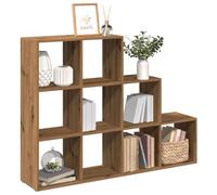 FUDUGEHMIOFWFJJ 3 Tier Bookshelf in Oak Finish 137.5x29x103.5 cm - 9 Cube Storage Organizer for Living Room Bedroom Sturdy Particle Board Divider Shelf with Easy Assembly & Wall Mounting