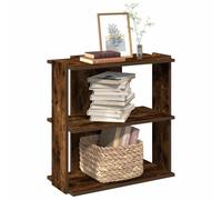 FUDUGEHMIOFWFJJ 3-Tier Bookshelf in Smoked Oak 60x30x60 cm - Multilayer Wood Storage Shelf for Living Room Office Sturdy Particle Board with Smooth Surface Ideal for Books, Plants & Decor