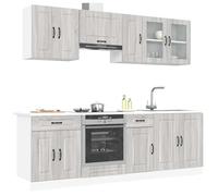 FUDUGEHMIOFWFJJ ante cucina,dogane,pensile bagno bianco,pensile con scolapiatti,Set Mobili da Cucina 8 pz Kalmar Grigio Sonoma in TruciolatoPer l'uso in cucina