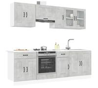 FUDUGEHMIOFWFJJ armadio sospeso,pensili,pensile legno,pensile cucina scolapiatti,Set Mobili da Cucina 8 pz Kalmar Grigio Cemento in TruciolatoPer l'uso in cucina
