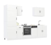 FUDUGEHMIOFWFJJ armadio sospeso,pensili,pensile legno,pensile cucina scolapiatti,Set Mobili da Cucina 7 pz Kalmar Bianco Legno MultistratoPer l'uso in cucina