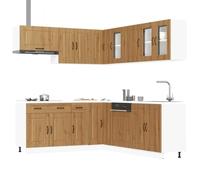 FUDUGEHMIOFWFJJ armadio sospeso,pensili,pensile legno,pensile cucina scolapiatti,Set Mobili da Cucina 11 pz Kalmar Rovere Artigianale TruciolatoPer l'uso in cucina