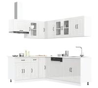 FUDUGEHMIOFWFJJ armadio sospeso,pensili,pensile legno,pensile cucina scolapiatti,Set Mobili da Cucina 11 pz Kalmar Bianchi Lucido in TruciolatoPer l'uso in cucina