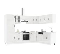 FUDUGEHMIOFWFJJ armadio sospeso,pensili,pensile legno,pensile cucina scolapiatti,Set Mobili da Cucina 14 pz Kalmar Bianchi Lucido in TruciolatoPer l'uso in cucina