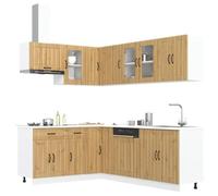 FUDUGEHMIOFWFJJ armadio sospeso,pensili,pensile legno,pensile cucina scolapiatti,Set Mobili da Cucina 11 pz Lucca Rovere Artigianale TruciolatoPer l'uso in cucina