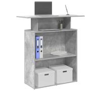 FUDUGEHMIOFWFJJ Banco Reception Desk 100x40x104 cm, Grey Cement Finish, Multilayer Wood with Storage Shelf, Modern Office Furniture for Hotel Lobby, Clinic, Salon, Sturdy & Easy to Assemble