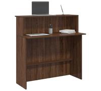 FUDUGEHMIOFWFJJ Banco Reception Desk 100x50x103.5cm Brown Oak - Multilayer Wood Office Counter with Storage Shelf, Hotel Lobby, Clinic, Salon, Durable & Easy Assembly Reception Furniture