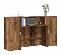 FUDUGEHMIOFWFJJ Banco Reception Desk 180x50x103.5 cm Antique Wood Finish with Storage Cabinet, Sturdy Particle Board Counter for Office, Hotel, Clinic, Salon, Easy Assembly, Wall Mounting Required