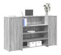 FUDUGEHMIOFWFJJ Banco Reception Desk 180x50x103.5cm with Storage Cabinet, Modern Grey Sonoma Office Furniture for Hotel Lobby, Clinic, Multilayer Plywood Counter with High Durability & Easy Assembly