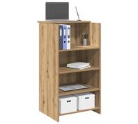 FUDUGEHMIOFWFJJ Banco Reception Desk 55x50x103.5 cm in Multilayer Wood with Storage Shelf, High Counter for Office, Hotel, Clinic, Durable Particle Board, Easy Assembly, Craft Oak Finish