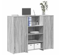 FUDUGEHMIOFWFJJ Banco Reception Desk with Storage, 135x50x103.5 cm Grey Sonoma Multilayer Wood, Modern Office Furniture for Hotel Lobby, Clinic, Salon, Durable & Space Saving Design
