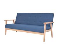 FUDUGEHMIOFWFJJ Blue Fabric 3 Seater Sofa with Solid Wood Frame, Comfortable Polyester Cushion for Living Room and Lounge, Easy Assembly Modern Furniture 158x67x73.5cm