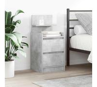 FUDUGEHMIOFWFJJ Comodini 2 Cassetti Grigio Cemento 38x34x80 cm Nightstand Set of 2 Modern Bedside Tables with Storage Drawers for Bedroom Living Room Durable Wood Material