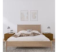 FUDUGEHMIOFWFJJ Comodini 2 Pezzi in Legno Massello di Pino Ambra 40x34x35 cm con Cassetto in Similpelle per Camera da Letto e Soggiorno, Mobiletto Moderno con Ampio Spazio di Archiviazione