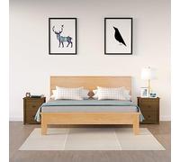 FUDUGEHMIOFWFJJ Comodini 2 pz Ambra 50x35x61,5 cm in Legno Massello di Pino, Modern Nightstands with 2 Drawers, Solid Wood Bedside Tables for Bedroom and Living Room