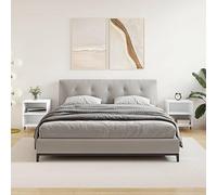 FUDUGEHMIOFWFJJ Comodini 2 pz Bianchi 40x30x50 cm in Legno Multistrato, Nightstand with Storage, Modern Bedside Table for Bedroom, White Engineered Wood End Table with 2 Shelves