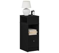 FUDUGEHMIOFWFJJ Comodini 2 pz con Cassetto Neri 25x31x66 cm, Nightstand with Drawer, Modern Bedside Table with Storage, Durable Particle Board, Black Finish for Bedroom Decor