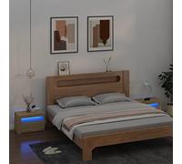 FUDUGEHMIOFWFJJ Comodini 2 pz con Luci LED RGB, Modern Nightstands with USB Port, Multifunctional Bedside Tables with Storage, Sonoma Oak Finish 60x35x40 cm for Bedroom Living Room