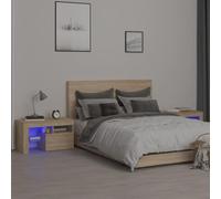 FUDUGEHMIOFWFJJ Comodini 2 pz con Luci LED RGB Moderni, Nightstand with Charging Station, Bedside Table with Storage, Sonoma Oak Finish, 70x36.5x40 cm for Bedroom Living Room