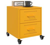 FUDUGEHMIOFWFJJ Comodini 2 pz Giallo Senape 36x39x43,5 cm in Acciaio with Wheels and Drawers, Modern Nightstand for Bedroom Living Room, Cold Rolled Steel Mustard Yellow Side Table with Storage Space