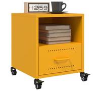 FUDUGEHMIOFWFJJ Comodini 2 pz Giallo Senape in Acciaio Laminato Freddo con Ruote, Mobile Notte Moderno per Camera da Letto e Salotto, 36x39x43,5 cm con Cassetto e Scomparto
