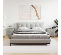 FUDUGEHMIOFWFJJ Comodini 2 pz Grigio Cemento 40x35x47,5 cm in Legno Multistrato with Metal Legs, Modern Bedside Tables with Drawers for Bedroom Storage and Living Room Decor