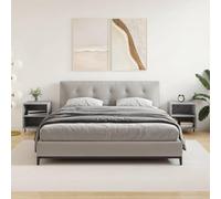FUDUGEHMIOFWFJJ Comodini 2 pz Grigio Cemento Legno Multistrato Nightstands with Storage, Modern Bedroom Furniture 40x30x50 cm, 2-Tier Side Table with Wall Anchor
