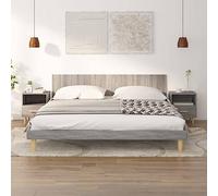 FUDUGEHMIOFWFJJ Comodini 2 pz Grigio Sonoma 40x35x47 cm Scandinavian Nightstands with Eucalyptus Wood Legs, Bedroom Side Tables with Drawer and Storage Shelf for Modern Home Decor