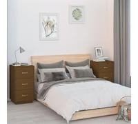 FUDUGEHMIOFWFJJ Comodini 2 pz in Legno Massello di Pino Ambra 40x40x75 cm con 3 Cassetti per Camera da Letto, Soggiorno, Ufficio - Set di 2 Comodini Rustici Multifunzionali