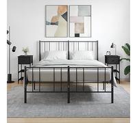 FUDUGEHMIOFWFJJ Comodini 2 pz Neri 34x36x70 cm in Legno Multistrato, Bedside Tables with Storage, Modern Nightstands for Bedroom Living Room, Adjustable Feet, Engineered Wood with Metal Frame