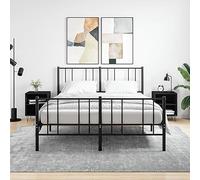 FUDUGEHMIOFWFJJ Comodini 2 pz Neri 40x30x50 cm in Legno Multistrato, Nightstands with Storage, Modern Bedside Tables for Bedroom, Black Wood End Tables with 2 Shelves