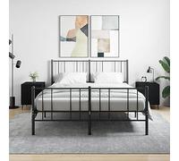 FUDUGEHMIOFWFJJ Comodini 2 pz Neri 40x40x50 cm in Legno Multistrato, Modern Nightstands with Storage Shelf, Bedroom Furniture Set of 2 Black End Tables with Metal Legs