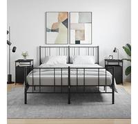 FUDUGEHMIOFWFJJ Comodini 2 pz Neri 40x42x60 cm in Legno Multistrato, Modern Nightstands with Adjustable Feet, Bedroom Furniture with Storage Space and Display Top for Living Room Decor