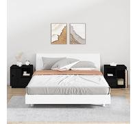 FUDUGEHMIOFWFJJ Comodini 2 pz Neri 50x34x50 cm in Legno Massello di Pino, Nightstand Tables with Storage Shelf for Bedroom Living Room, Solid Pine Wood End Tables with Assembly Manual