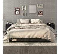 FUDUGEHMIOFWFJJ Comodini 2 pz Neri in Legno Multistrato - Elegant Black Nightstands with Storage Shelf for Bedroom, Modern Side Tables with Smooth Surface and Wall Mounting Kit