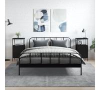 FUDUGEHMIOFWFJJ Comodini 2 pz Neri Industrial Design Nightstands with Adjustable Feet, Engineered Wood Bedside Tables 41x31x80 cm for Bedroom Storage and Display