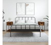 FUDUGEHMIOFWFJJ Comodini 2 pz Rovere Fumo 30x60x60 cm in Legno Multistrato, Bedside Tables with Storage, Modern Nightstands for Bedroom Living Room, Engineered Wood with Adjustable Feet
