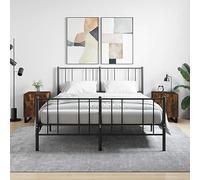 FUDUGEHMIOFWFJJ Comodini 2 pz Rovere Fumo 40x40x50 cm in Legno Multistrato with Metal Legs, Modern Bedside Tables with Storage Shelf and Door for Bedroom Living Room
