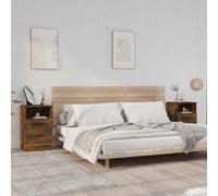 FUDUGEHMIOFWFJJ Comodini 2 pz Rovere Fumo in Legno Multistrato, Nightstands with 2 Drawers and Storage Shelf, Modern Bedroom Furniture for Bedside Organization
