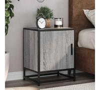 FUDUGEHMIOFWFJJ Comodini 2pz Grigio Sonoma 40x31x50cm Nightstand with Storage, Bedside Table with Door Shelf, Modern Bedroom Furniture Made of Multilayer Wood and Metal