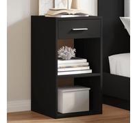FUDUGEHMIOFWFJJ Comodini 2pz Neri 35x34x65 cm in Legno Multistrato, Nightstands with Drawer and Open Shelf, Modern Bedside Tables for Bedroom, Living Room, Black Engineered Wood Storage Furniture