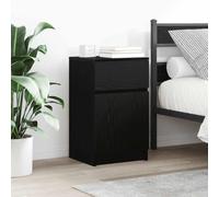 FUDUGEHMIOFWFJJ Comodini 2pz Neri 39x35x65 cm in Legno Multistrato, Nightstands with Storage Drawer, Modern Bedroom Furniture Set of 2 Black End Tables with Smooth Surface and Wall Mounting Safety