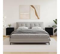 FUDUGEHMIOFWFJJ Comodini 2pz Neri 40x35x50 cm in Legno Multistrato with 2 Drawers, Engineered Wood Nightstand for Bedroom, Modern Black Side Table with Stable Top for Living Room Decor