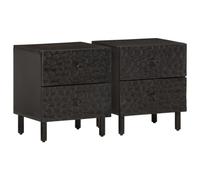 FUDUGEHMIOFWFJJ Comodini 2pz Neri Bedroom Nightstands with 2 Drawers, Solid Mango Wood Black End Tables 40x33x46 cm for Modern Home Decor and Storage Solutions