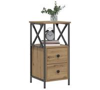 FUDUGEHMIOFWFJJ Comodini 2pz Rovere Artigianale 34x35,5x70 cm Legno Multistrato, Elegant Bedroom Nightstands with Storage Drawers, Modern Side Tables for Living Room and Bedroom