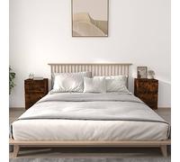 FUDUGEHMIOFWFJJ Comodini 2pz Rovere Fumo 40x35x70 cm Nightstand Set with Storage Space, Engineered Wood Bedside Tables for Bedroom, Modern Design with Display Surface and Wall Mounting Safety