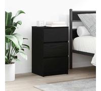 FUDUGEHMIOFWFJJ Comodini 3 Cassetti Nero 2 Pezzi 39x35x65 cm Nightstands with Drawers Modern Bedroom Furniture Storage Cabinets Durable Wood Material