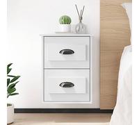 FUDUGEHMIOFWFJJ Comodini a Parete 2 pz Bianchi 41,5x36x53 cm Wall Mounted Nightstands with 2 Drawers, White Engineered Wood Bedside Tables for Bedroom, Living Room, Space Saving Storage Furniture