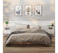 FUDUGEHMIOFWFJJ Comodini a Parete 2 pz Bianchi Floating Nightstands Wall Mounted Bedroom Furniture with Drawers Multifunctional Storage Cabinets Space Saving Design